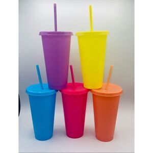 5 plastic 24oz reusable glitter multicolor tumblers lid
Straw vinyl use